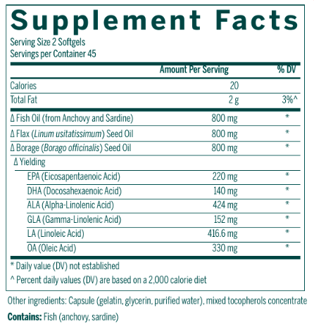 Multi EFA Capsules Supplement Facts Label