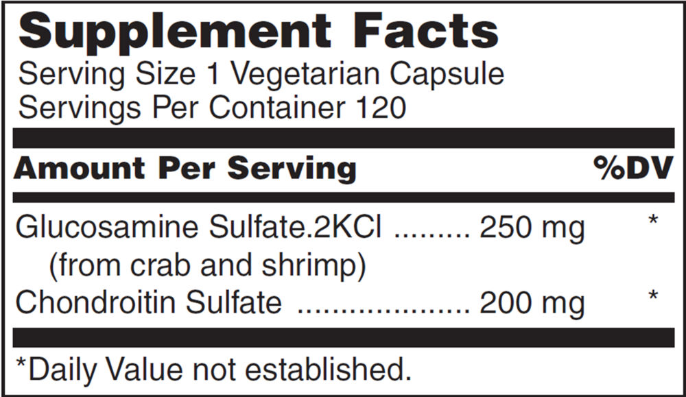 DISCONTINUED (Click for Product Substitute) - Glucosamine Plus V-Cap Supplement Facts Label