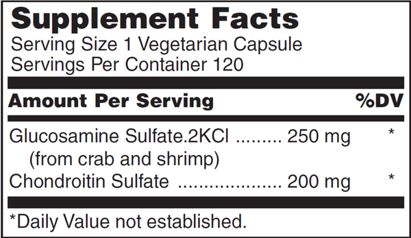 DISCONTINUED (Click for Product Substitute) - Glucosamine Plus V-Cap Supplement Facts Label