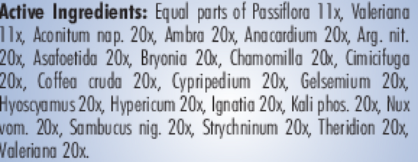 PRO Nervousness-Anxiety Supplement Facts Label