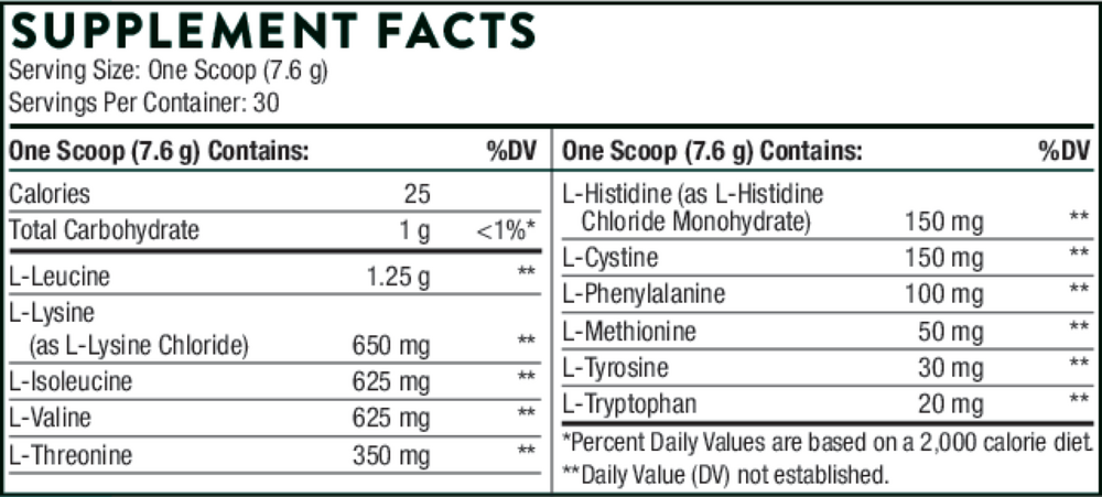 Amino Complex Berry Powder NSF Supplement Facts Label