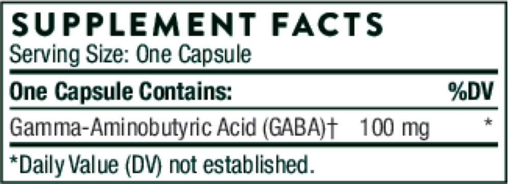 PharmaGABA-100 Supplement Facts Label