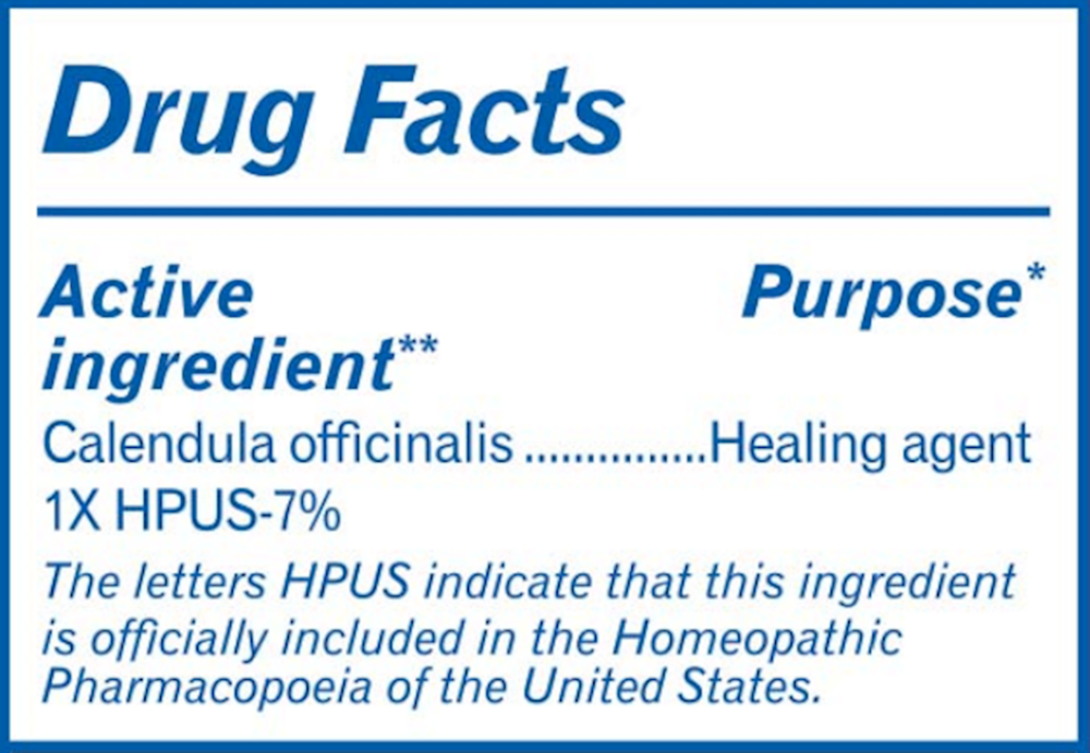 Calendula Gel Supplement Facts Label