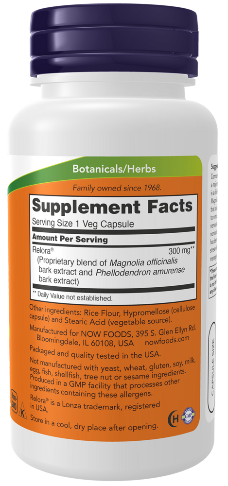 Relora 300 mg Supplement Facts Label