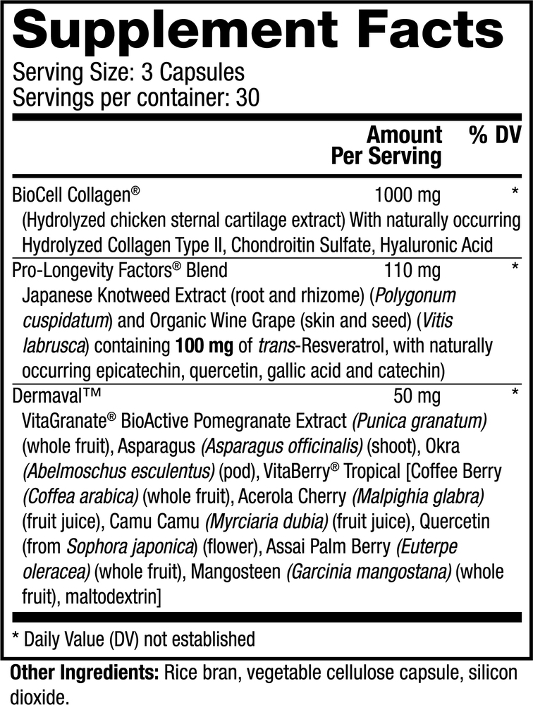 Ultra Collagen Booster Supplement Facts Label