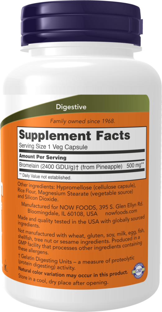 Bromelain Supplement Facts Label