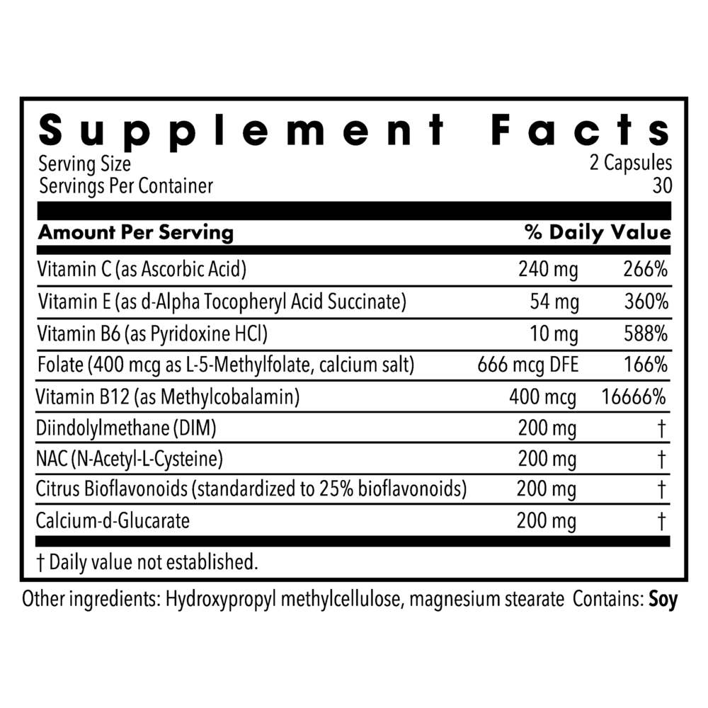 DIM Complex with Cofactors Supplement Facts Label