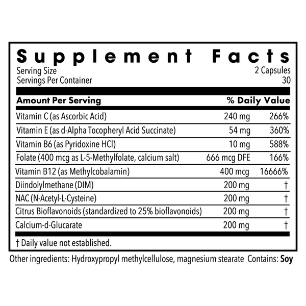 DIM Complex with Cofactors Supplement Facts Label