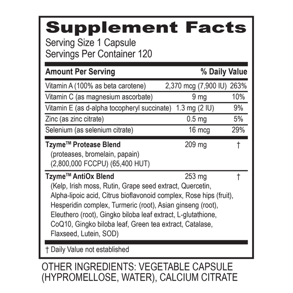 Protease IFC 60 Caps Supplement Facts Label