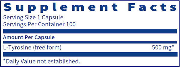 L-Tyrosine Supplement Facts Label