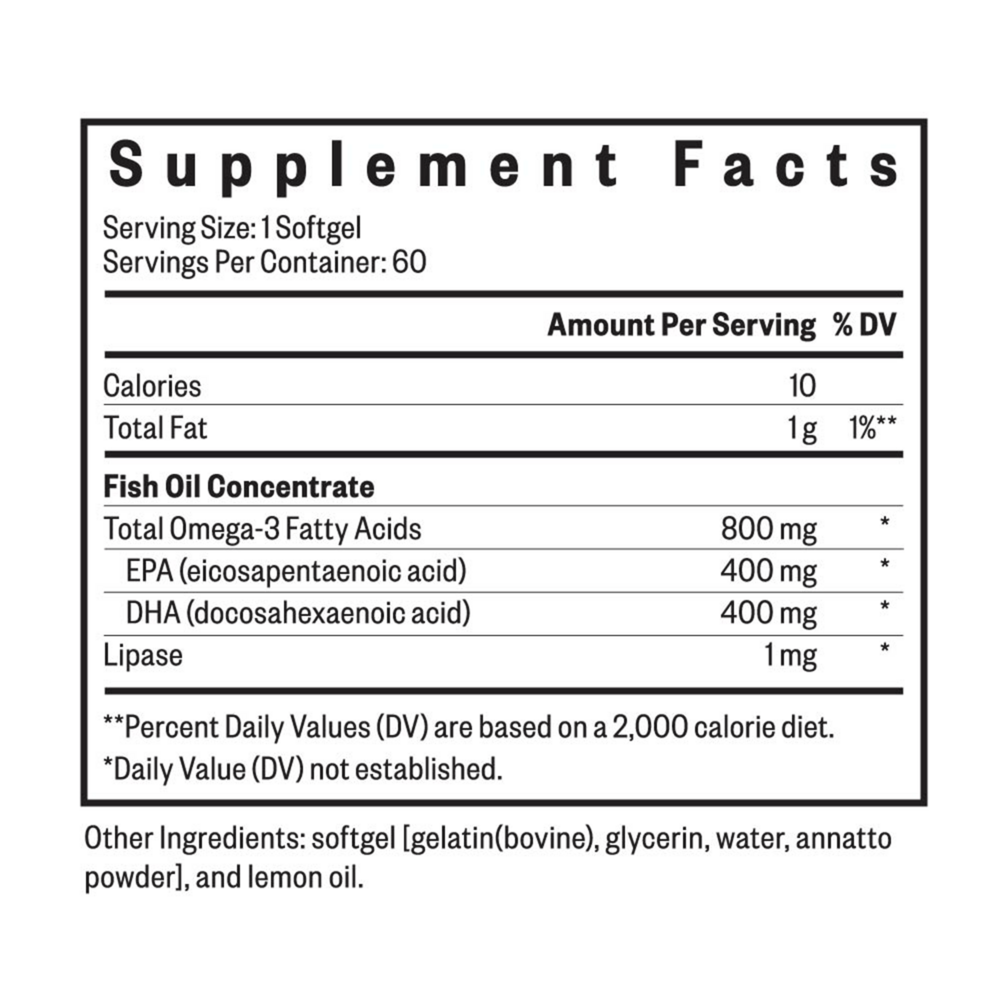 Fish Oil Supplement Facts Label