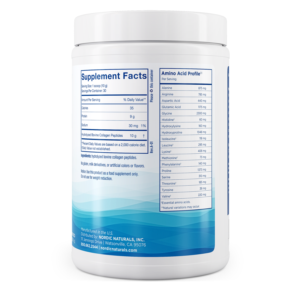 Nordic Beauty Collagen Peptides Supplement Facts Label
