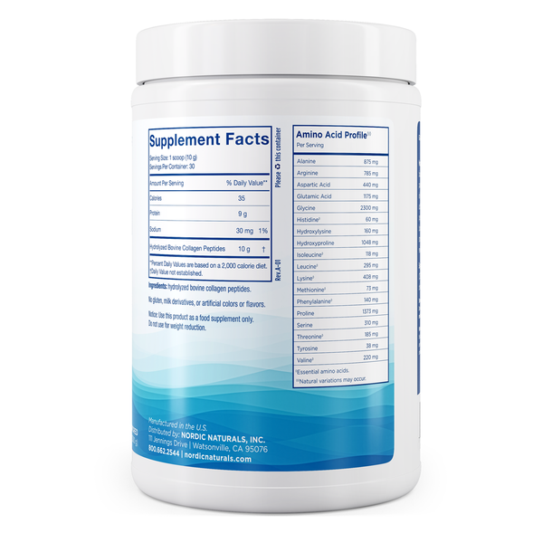 Nordic Beauty Collagen Peptides Supplement Facts Label