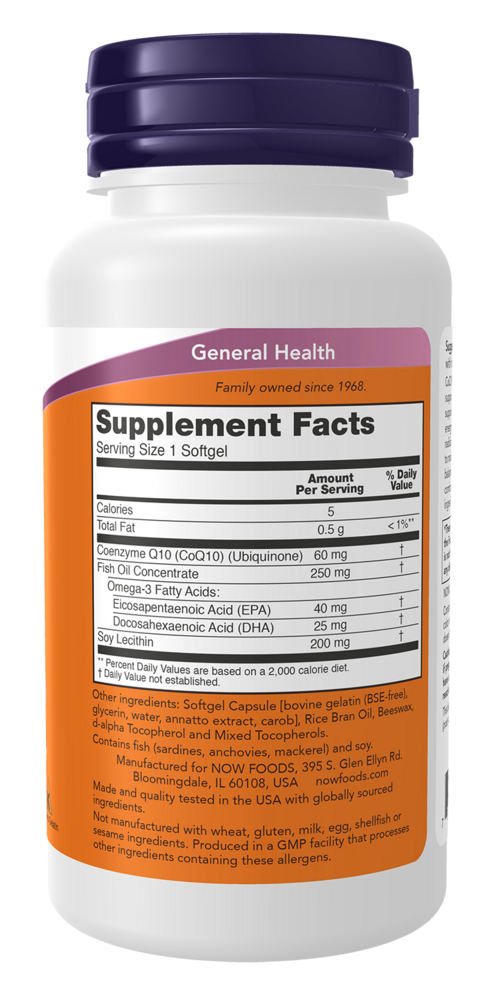 CoQ10 60 mg Supplement Facts Label