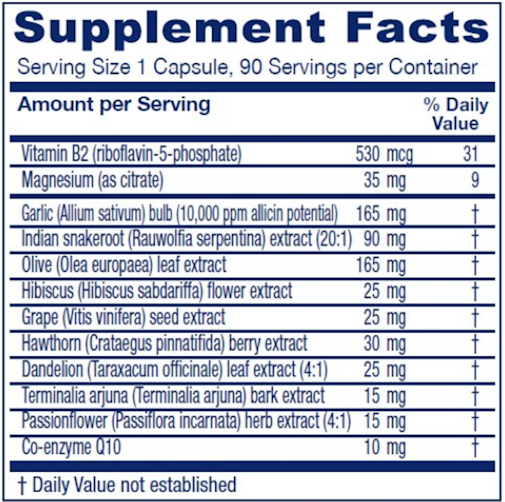 Rauwolfia Extra Supplement Facts Label