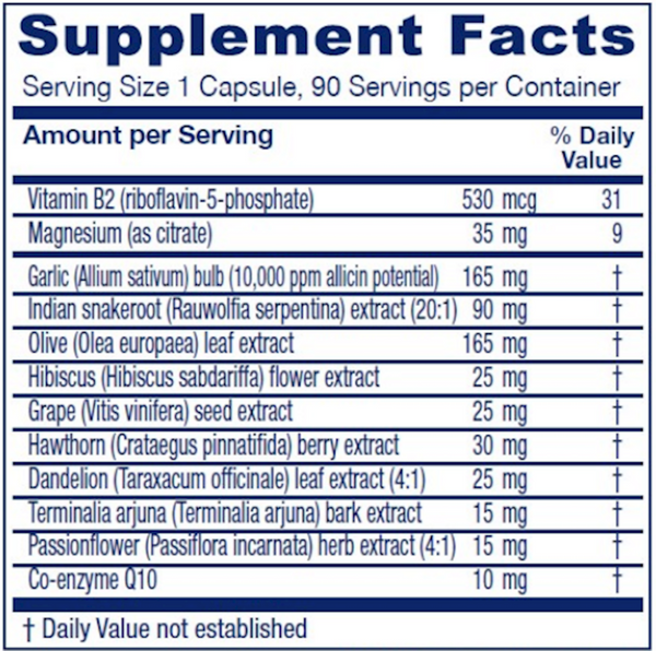 Rauwolfia Extra Supplement Facts Label