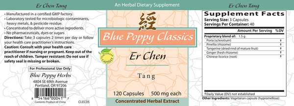 Er Chen Tang Supplement Facts Label