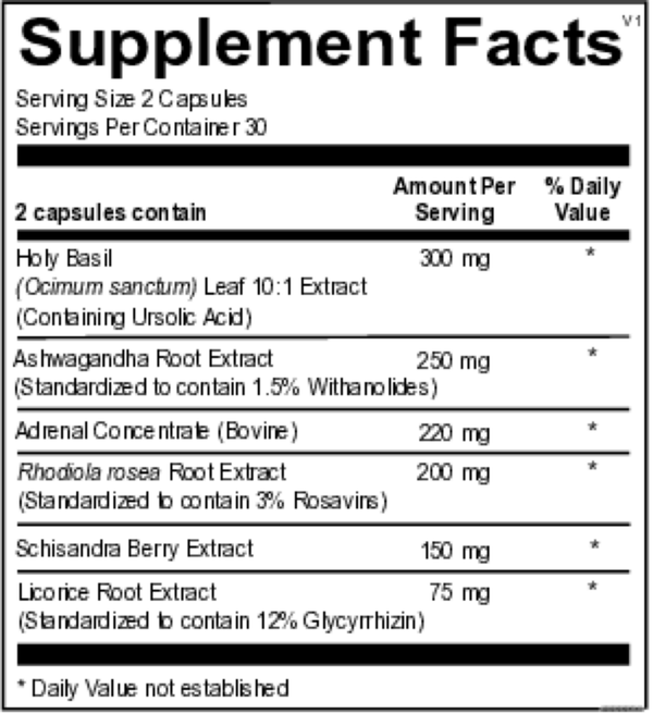 TruAdapt Plus Supplement Facts Label