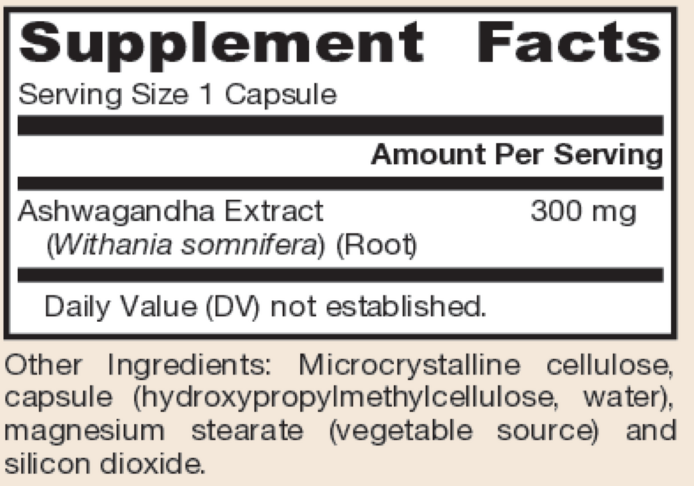 Ashwagandha Supplement Facts Label