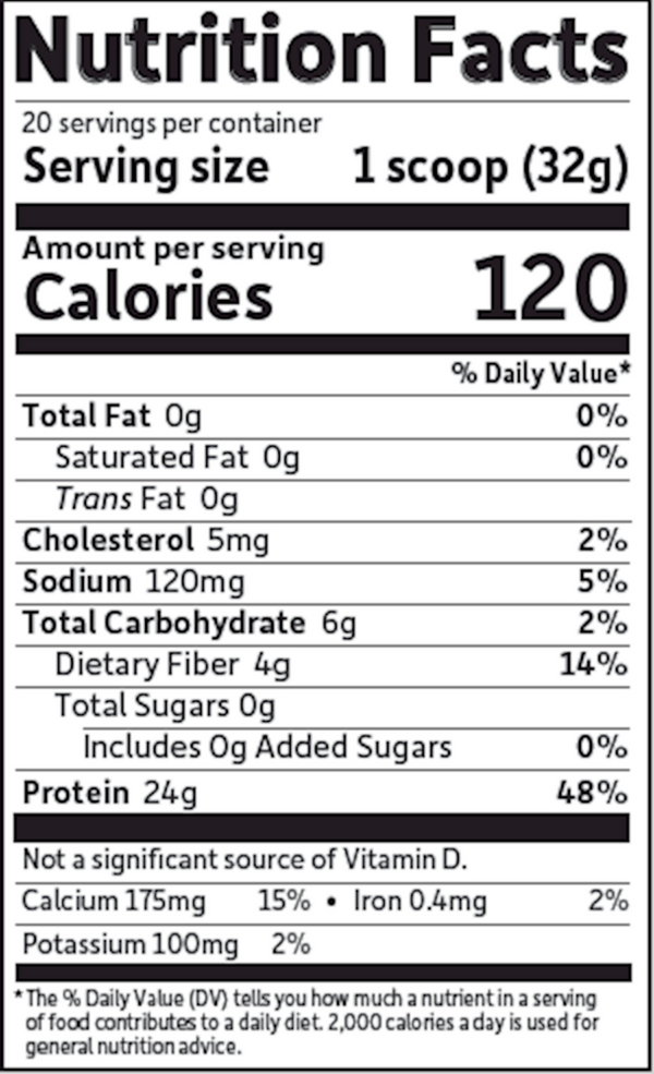 Organic Whey Protein Vanilla Supplement Facts Label