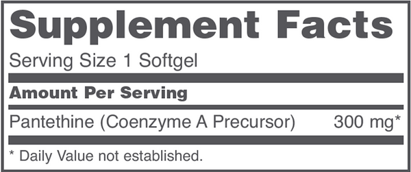 Pantethine 300 mg Supplement Facts Label