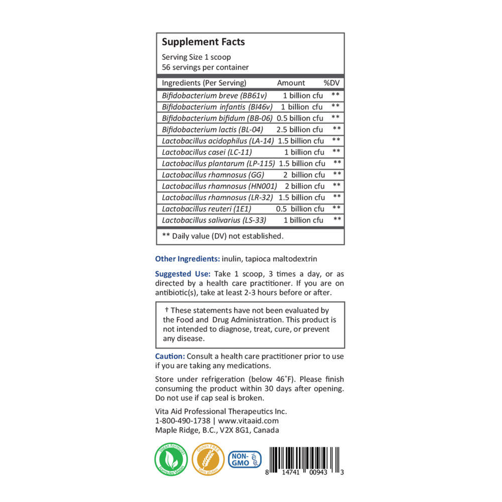 Baby & Mom PB15+ DF Supplement Facts Label