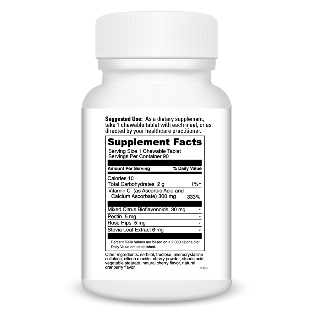 Chewable C 300 Cherry Flavor Supplement Facts Label