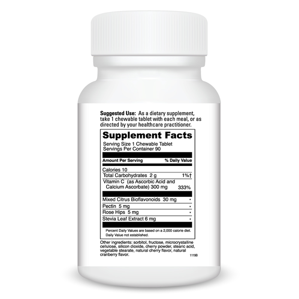 Chewable C 300 Cherry Flavor Supplement Facts Label