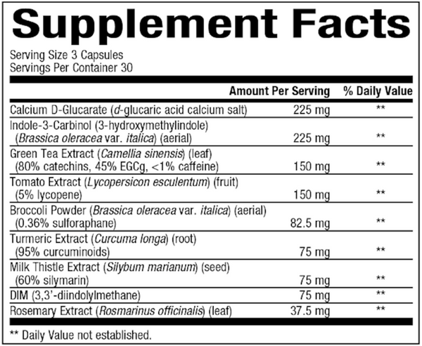EstroVantage EM Supplement Facts Label