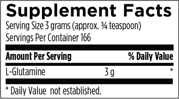 L-Glutamine Powder Supplement Facts Label