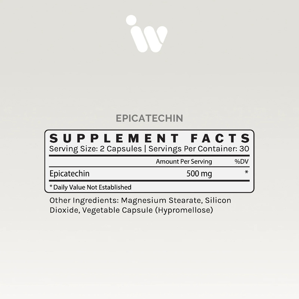 Epicatechin Supplement Facts Label