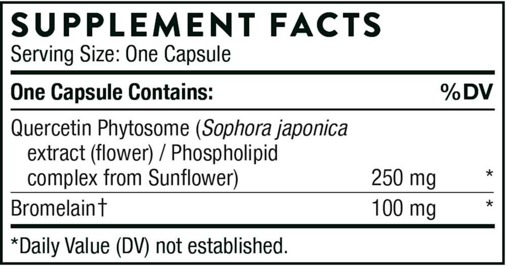 Quercetin Complex (formerly Quercenase) Supplement Facts Label