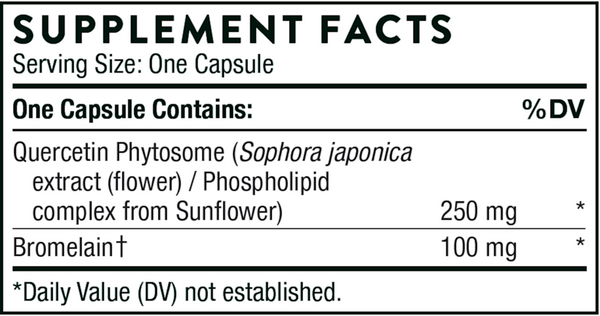 Quercetin Complex (formerly Quercenase) Supplement Facts Label