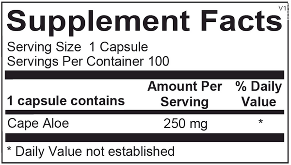 Super Aloe 250 Supplement Facts Label
