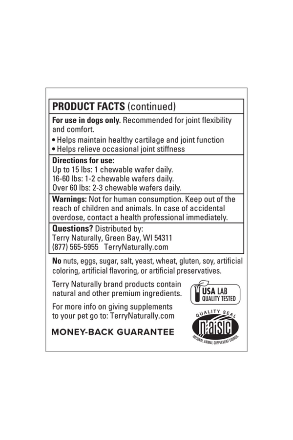 Joint & Hip Formula Supplement Facts Label