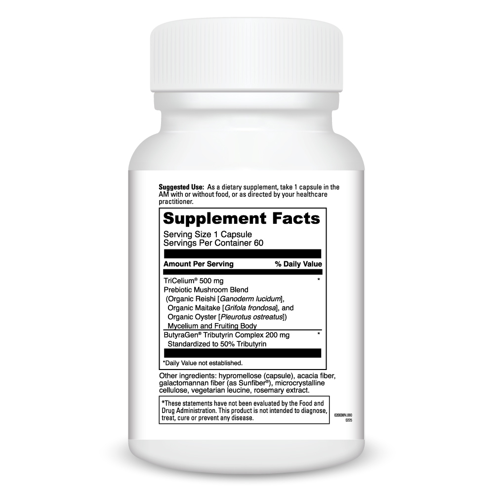 Prebiotic Mushroom Blend Supplement Facts Label