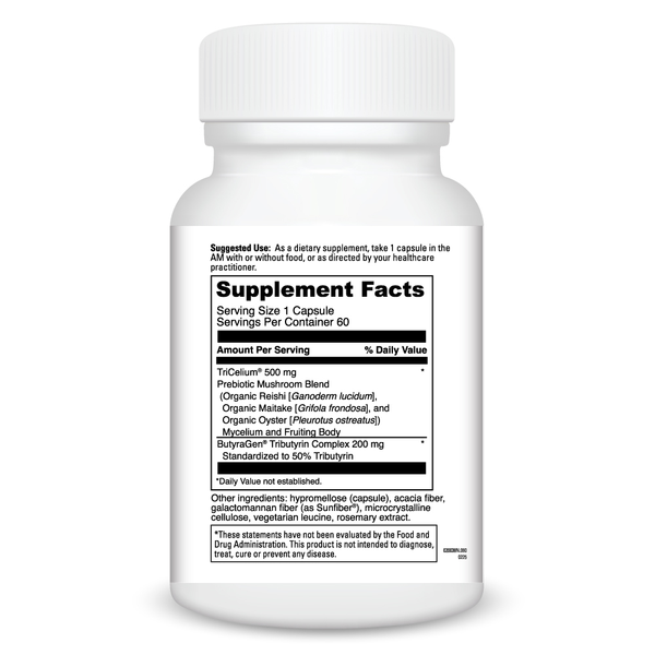 Prebiotic Mushroom Blend Supplement Facts Label
