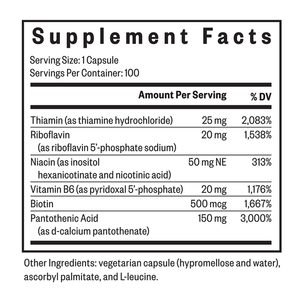 B Minus Supplement Facts Label