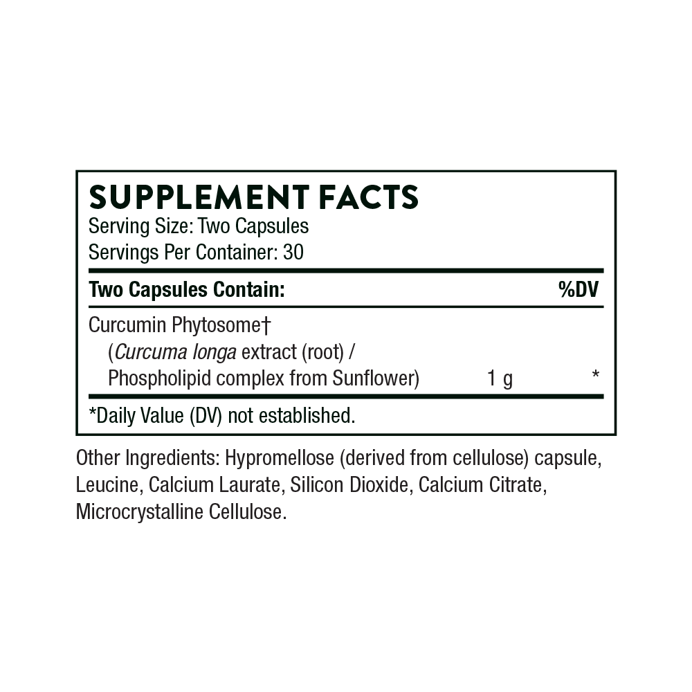 Curcumin Phytosome Meriva Supplement Facts Label