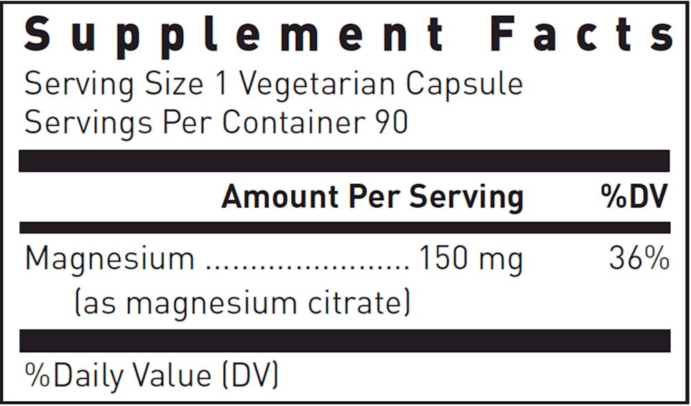 Mg Citrate Supplement Facts Label