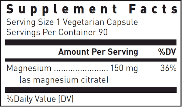 Mg Citrate Supplement Facts Label