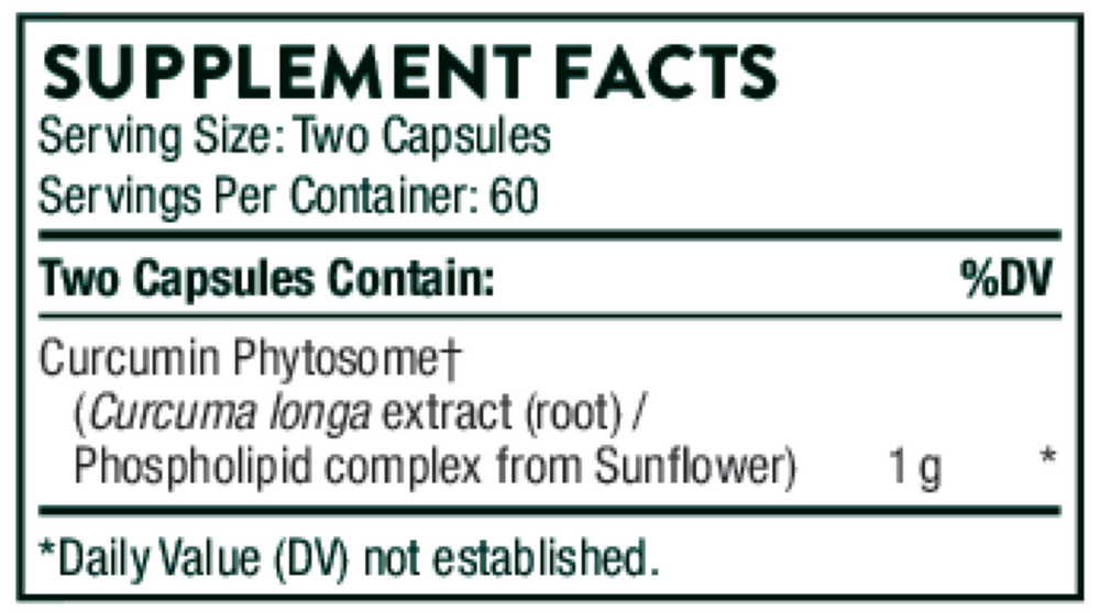Curcumin Phytosome NSF Meriva Supplement Facts Label