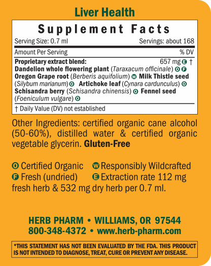 Liver Health Compound Supplement Facts Label