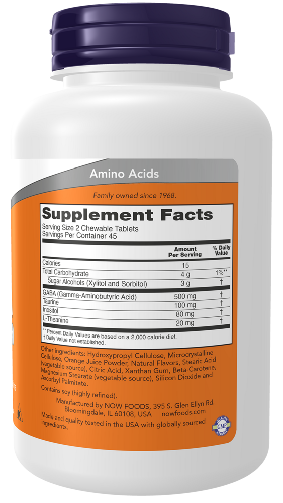 GABA 250 mg Supplement Facts Label
