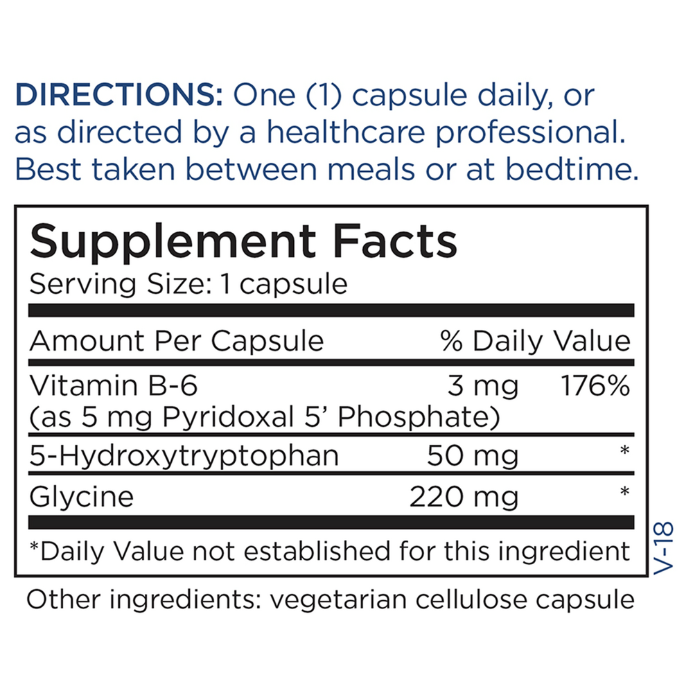 5-HTP (5-Hydroxytryptophan) 50 mg Supplement Facts Label