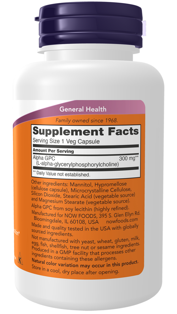 Alpha GPC 300 mg Supplement Facts Label