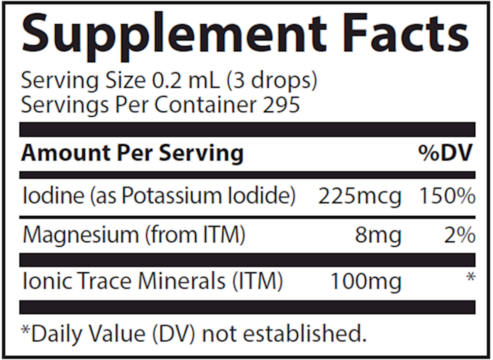 Ionic Iodine from Potassium Iodide Supplement Facts Label