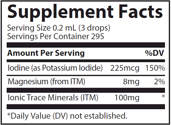 Ionic Iodine from Potassium Iodide Supplement Facts Label