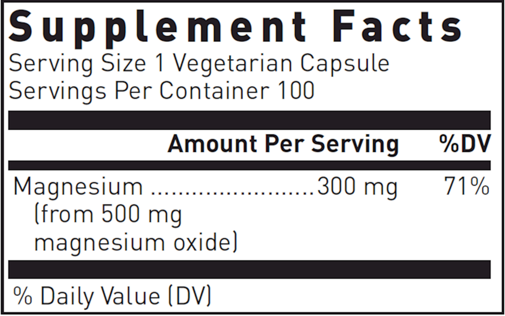 Magnesium Oxide 500 Mg Supplement Facts Label
