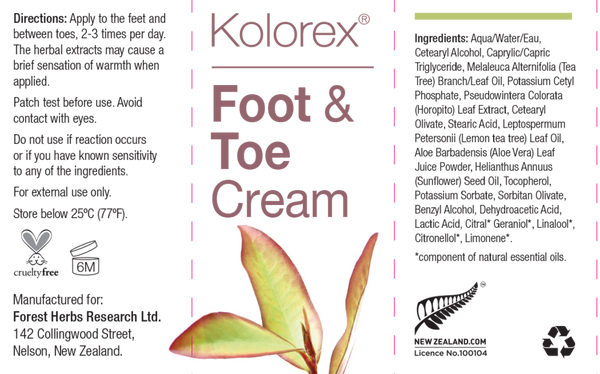 Foot & Toe Care Cream Supplement Facts Label